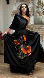 FUSTĂ LUNGĂ DIN MĂTASE NATURALĂ IMPRIMATĂ 