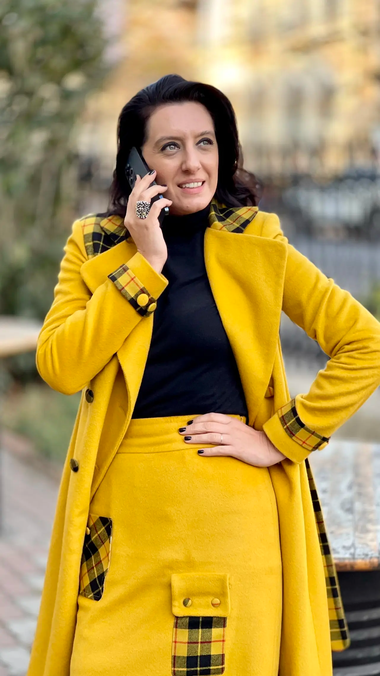 PALTON MIDI DIN STOFĂ DE CAȘMIR ȘI LÂNĂ 