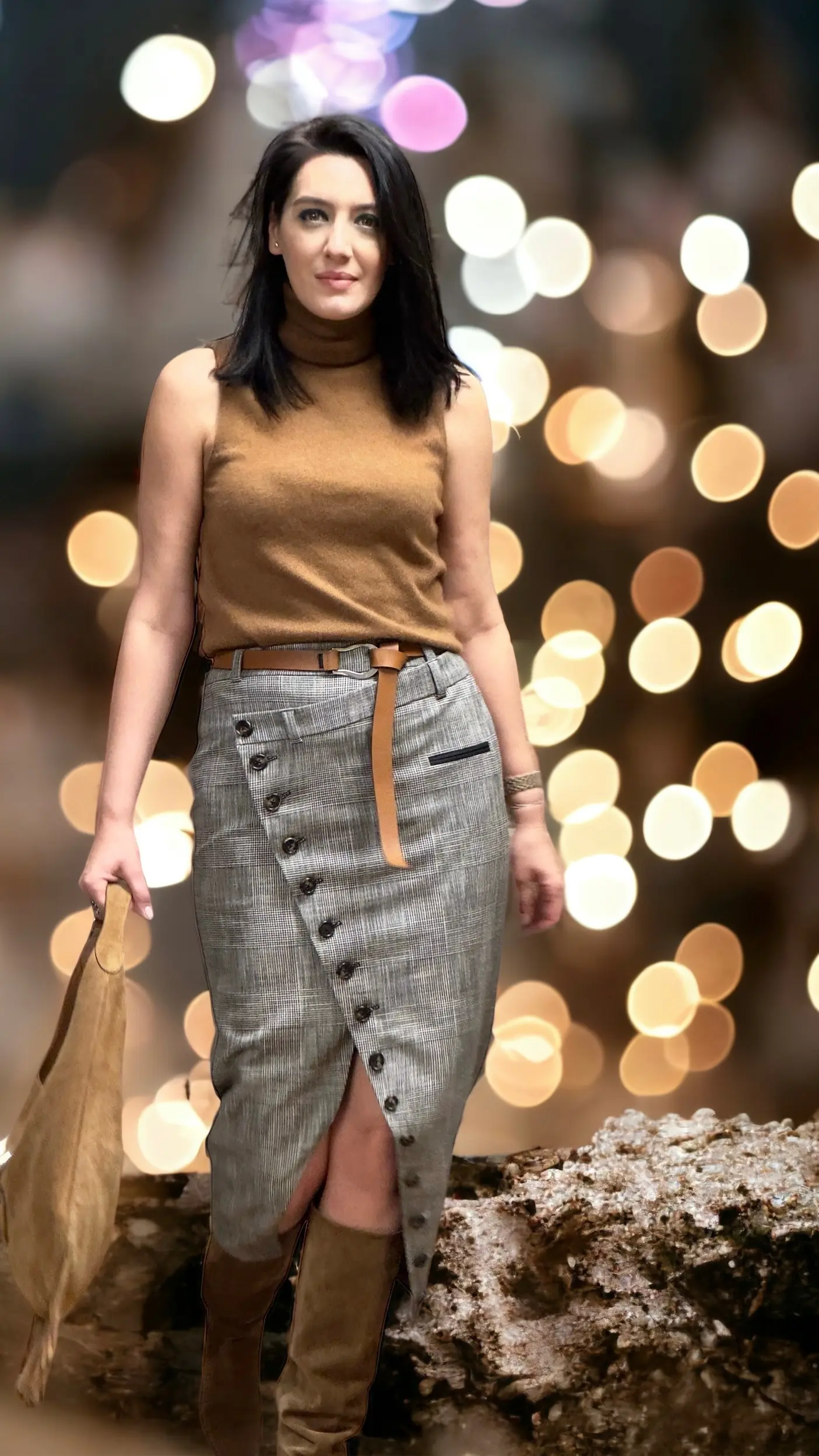 FUSTĂ PARTE PESTE PARTE DIN STOFĂ DE LÂNĂ 