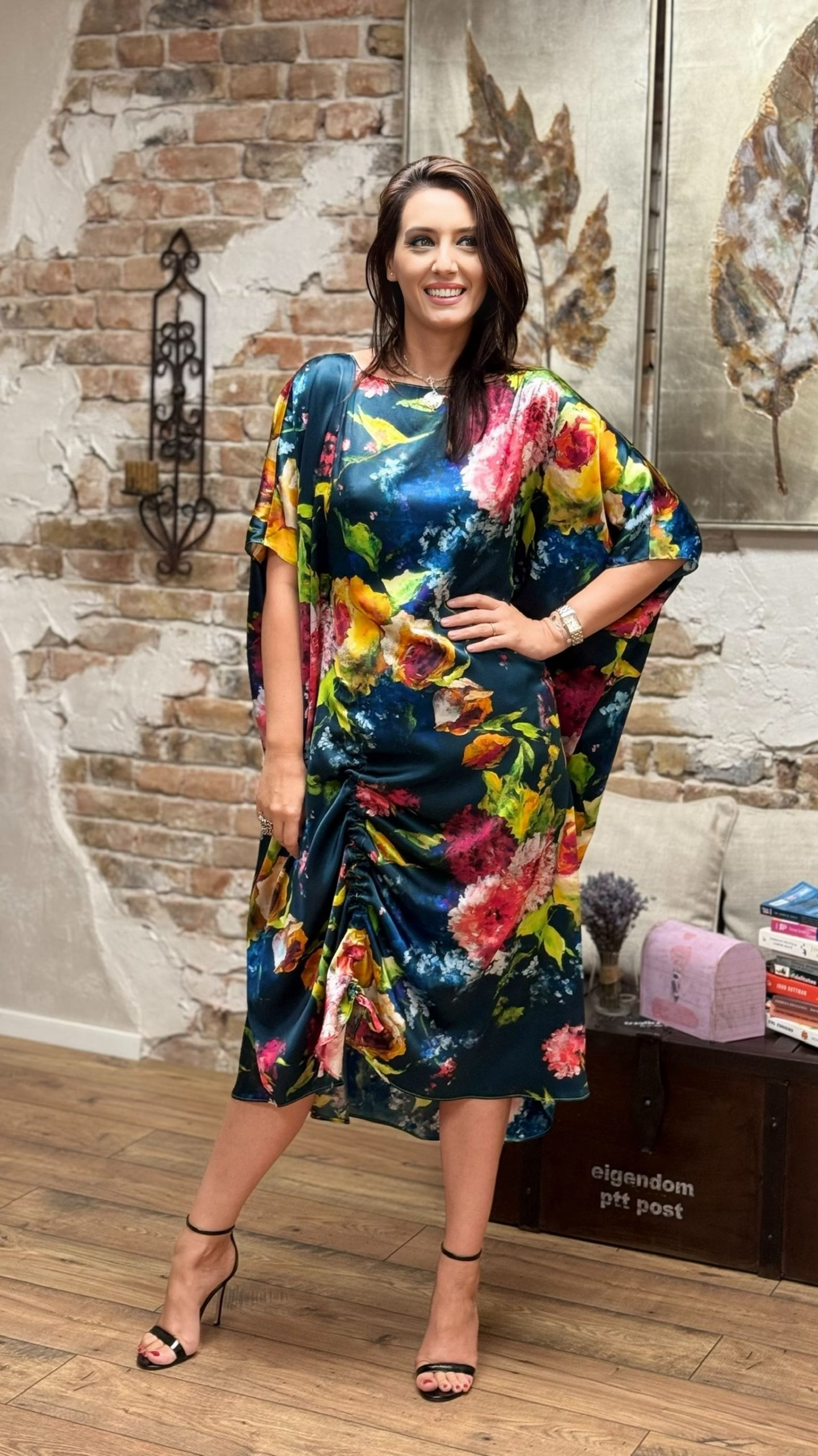 ROCHIE MIDI DIN MĂTASE NATURALĂ IMPRIMANTĂ 