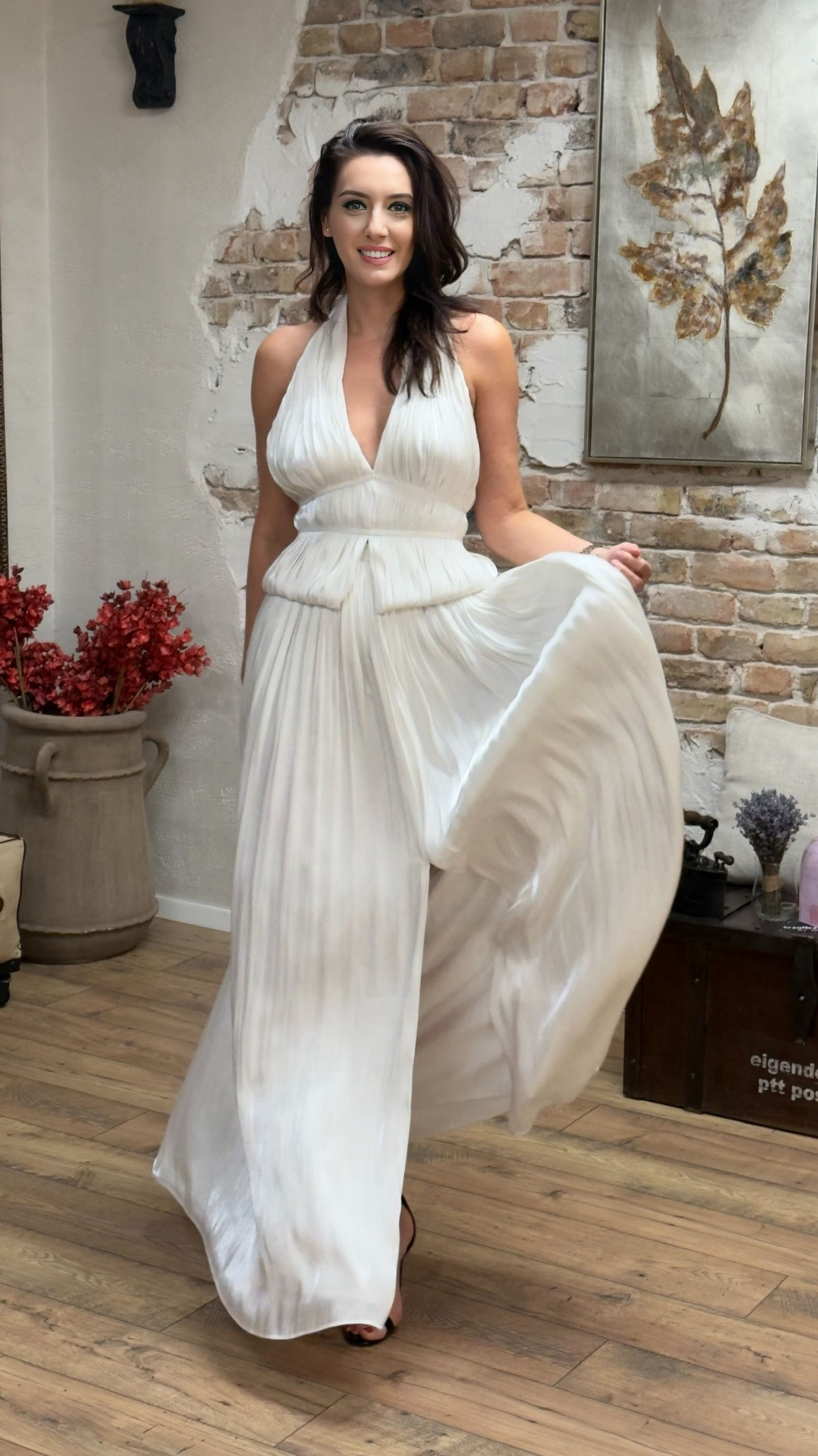 ȚINUTĂ DIN VOAL IVORY CREPONAT METALIZAT