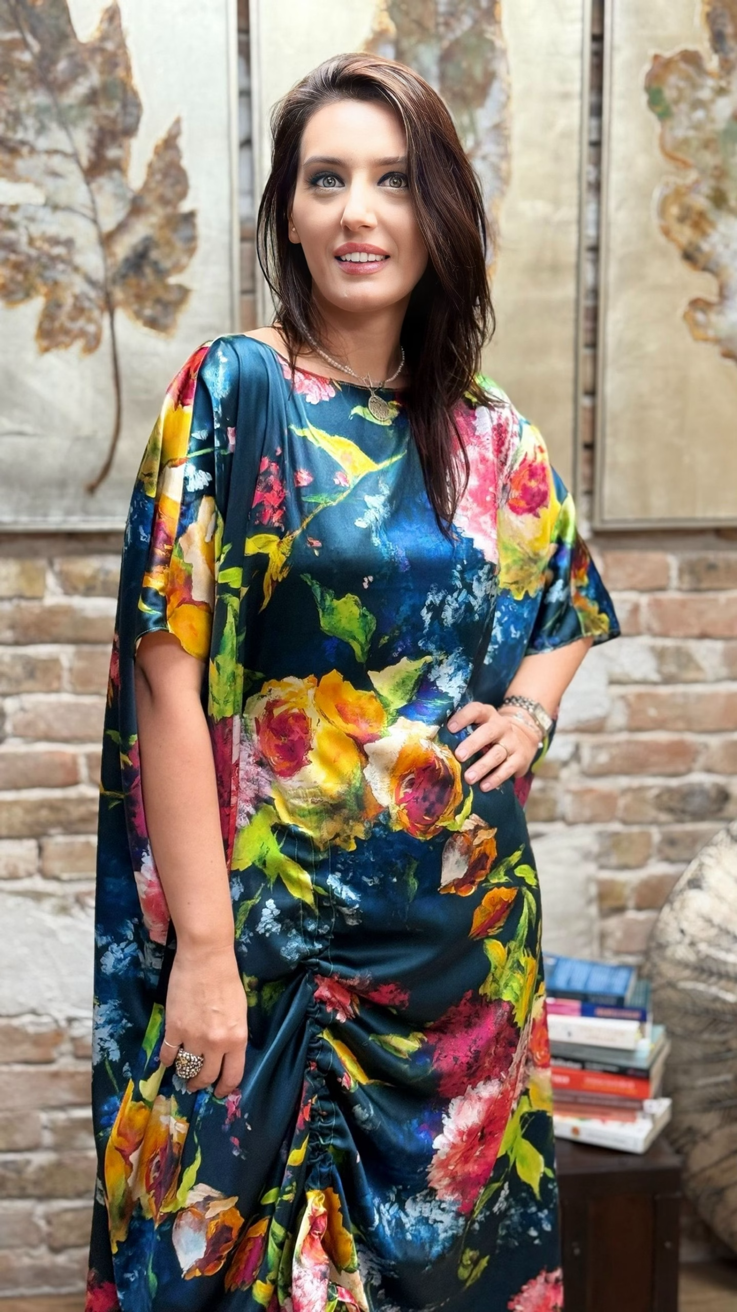 ROCHIE MIDI DIN MĂTASE NATURALĂ IMPRIMANTĂ 