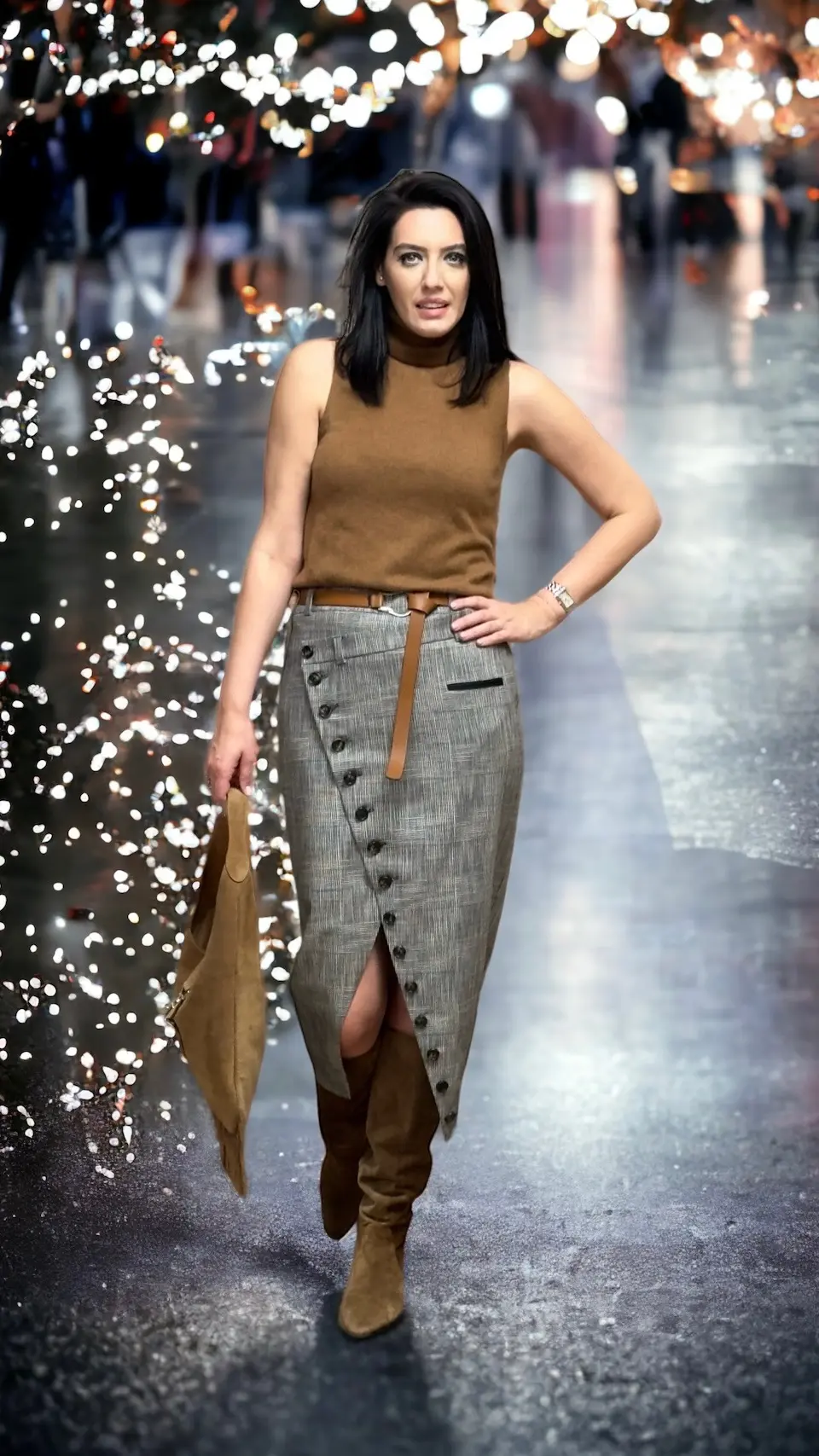 FUSTĂ PARTE PESTE PARTE DIN STOFĂ DE LÂNĂ 