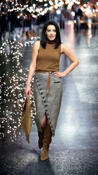 FUSTĂ PARTE PESTE PARTE DIN STOFĂ DE LÂNĂ 