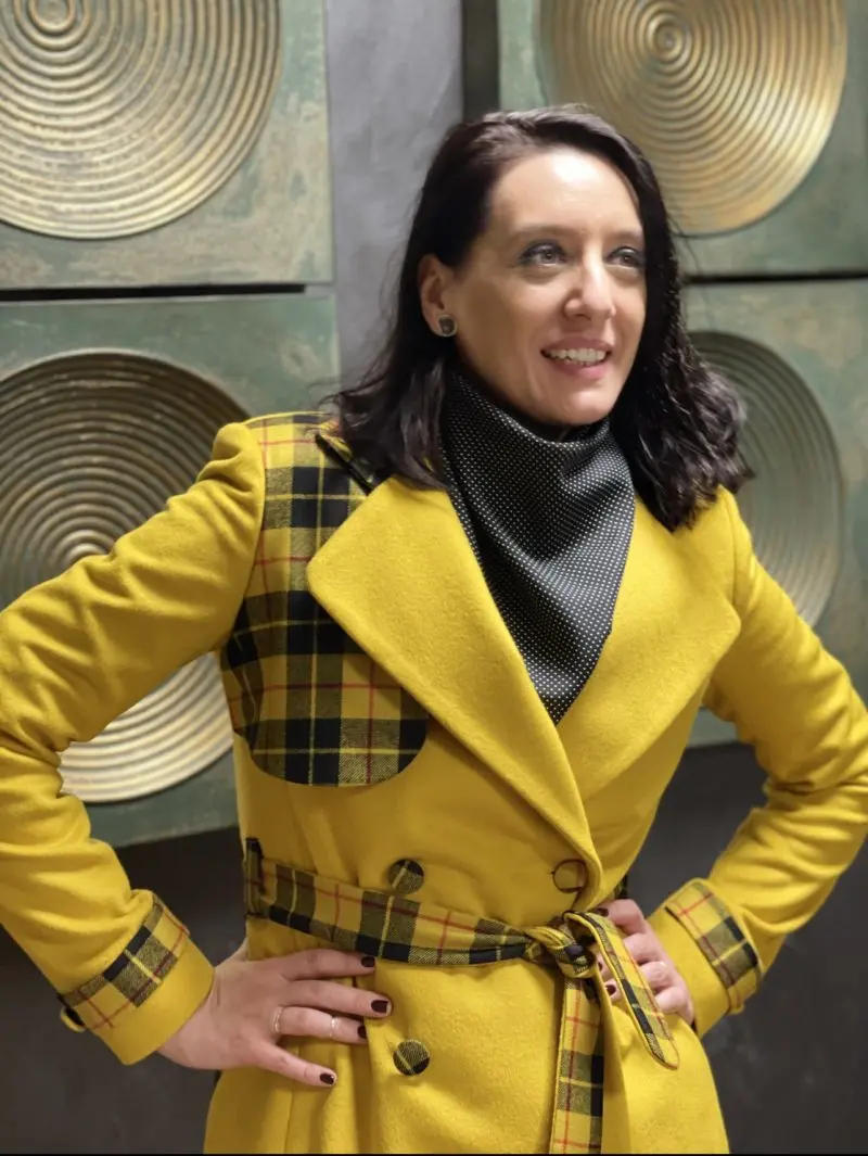 PALTON MIDI DIN STOFĂ DE CAȘMIR ȘI LÂNĂ 