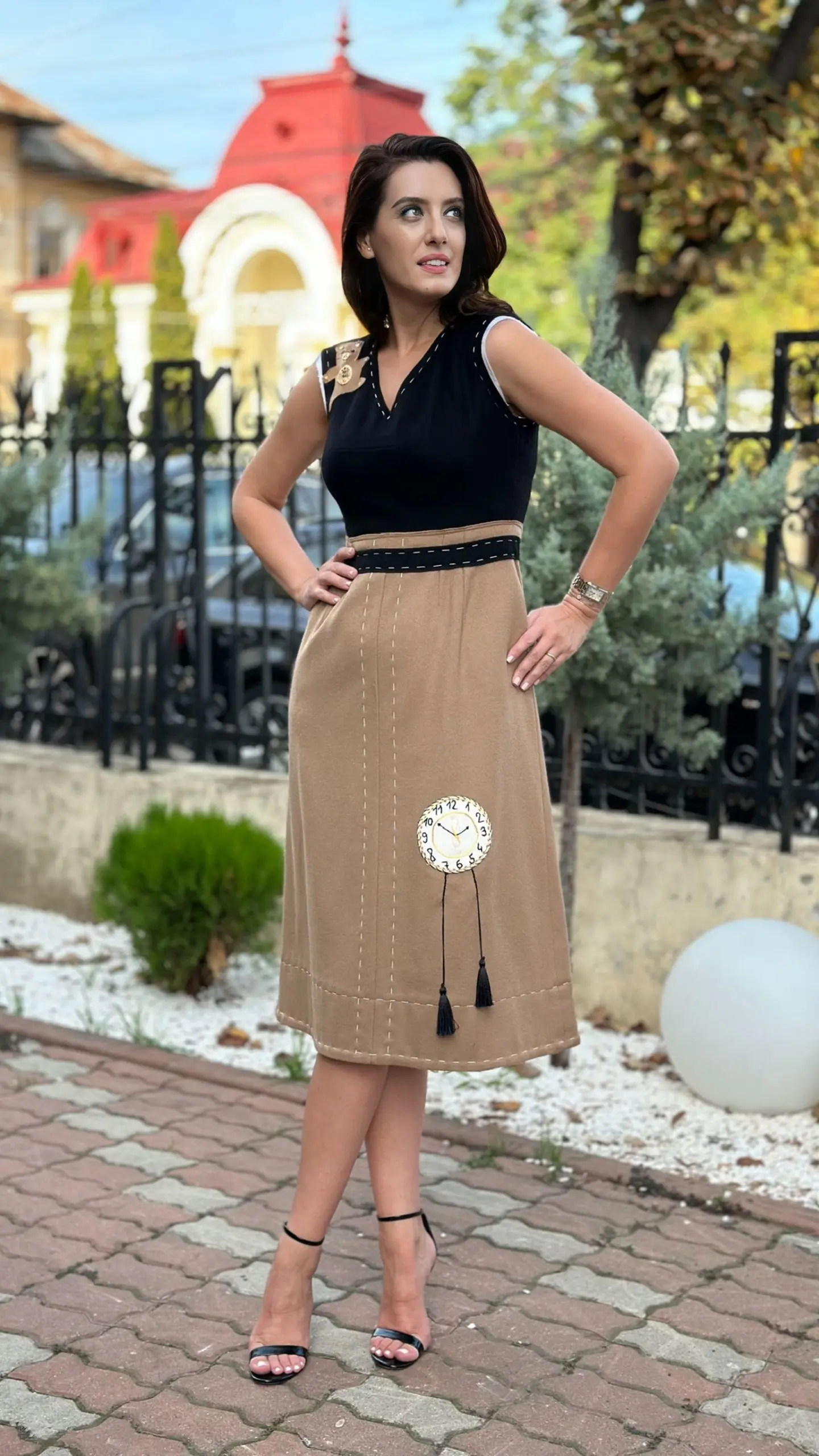 ROCHIE DIN STOFĂ DE LÂNĂ ȘI CAȘMIR 