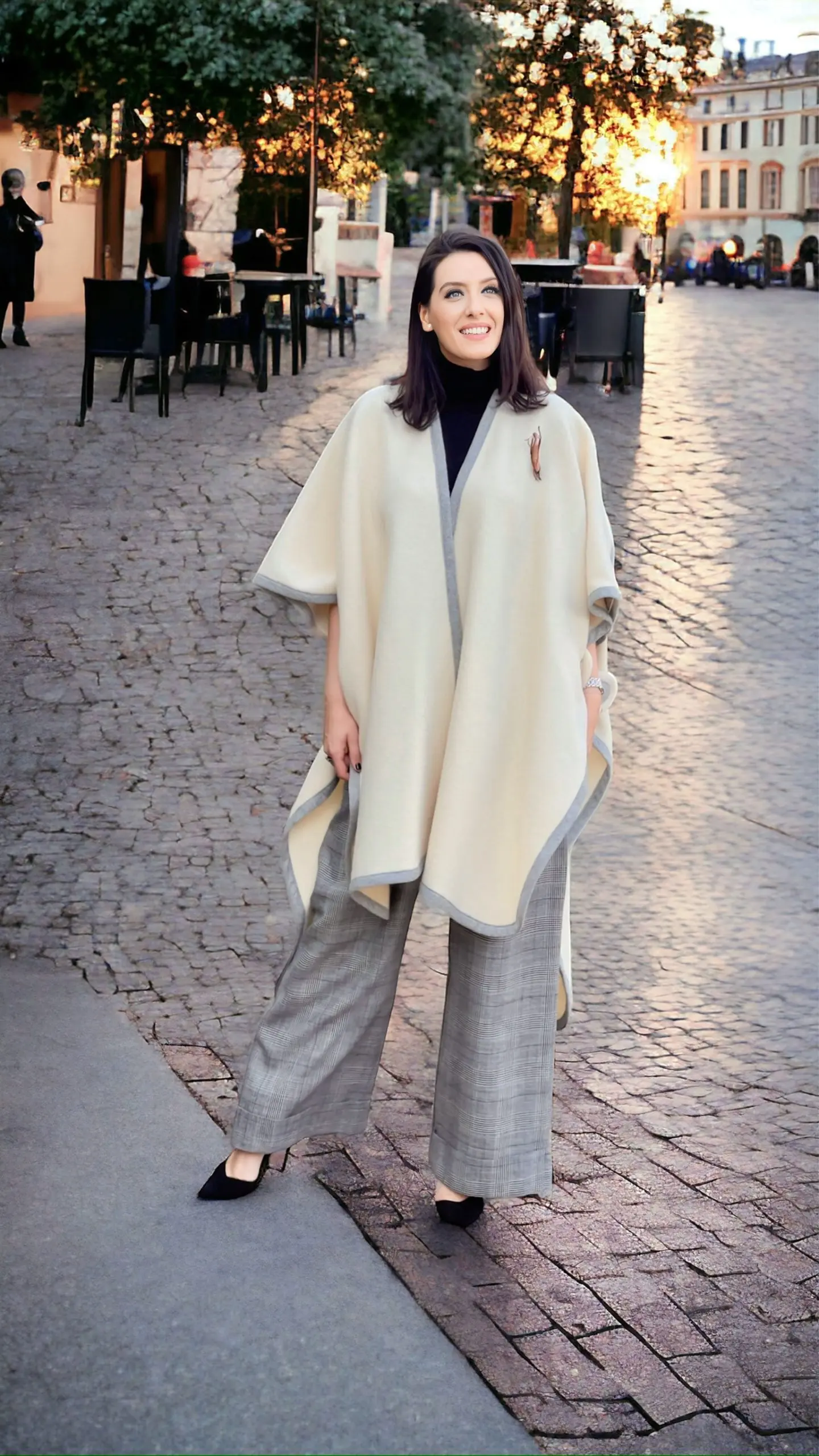 CAPĂ IVORY DIN STOFĂ DE CAȘMIR ȘI LÂNĂ 