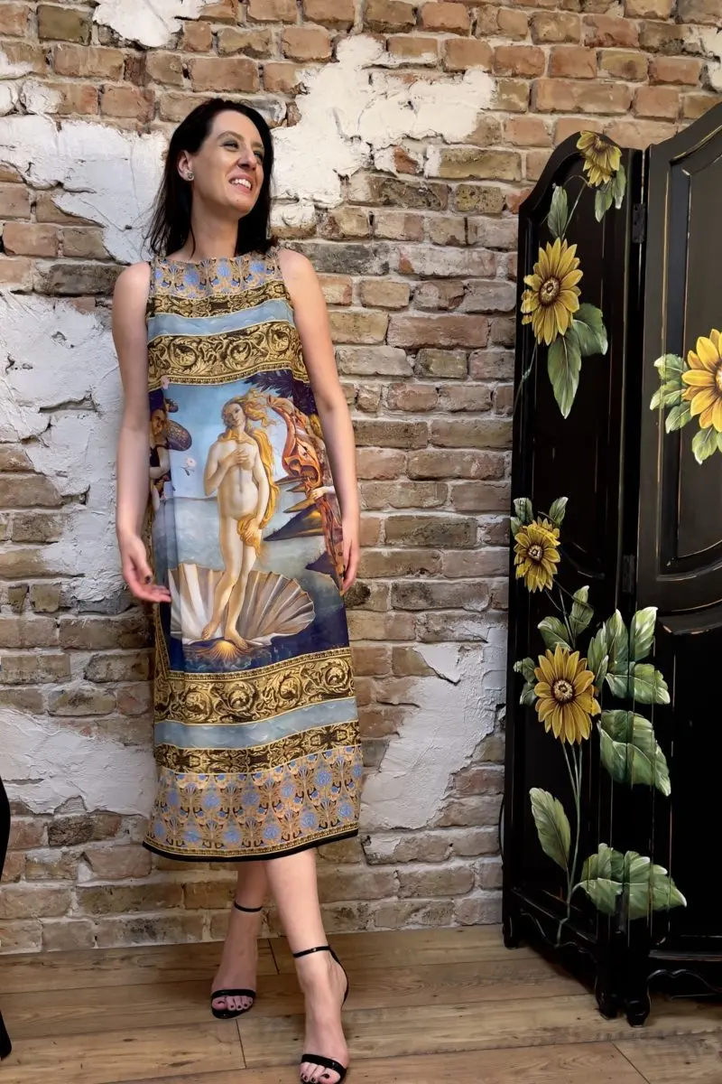 ROCHIE MIDI DIN VOAL DE MĂTASE NATURALĂ IMPRIMATĂ 