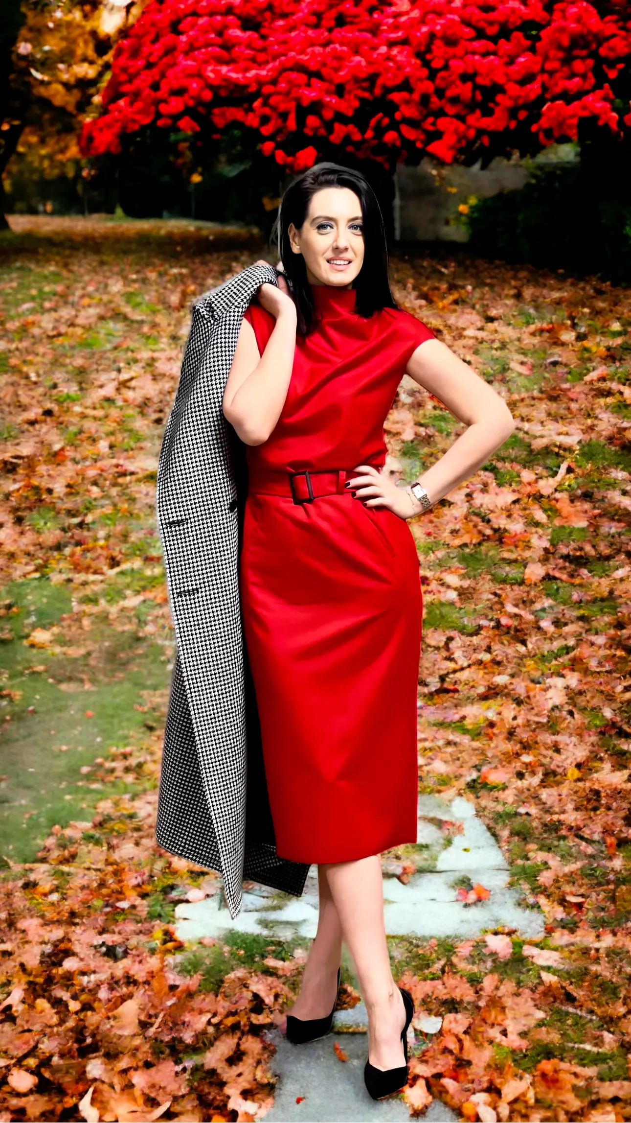 ROCHIE MIDI DIN STOFĂ DE LÂNĂ ȘI MĂTASE NATURALĂ 