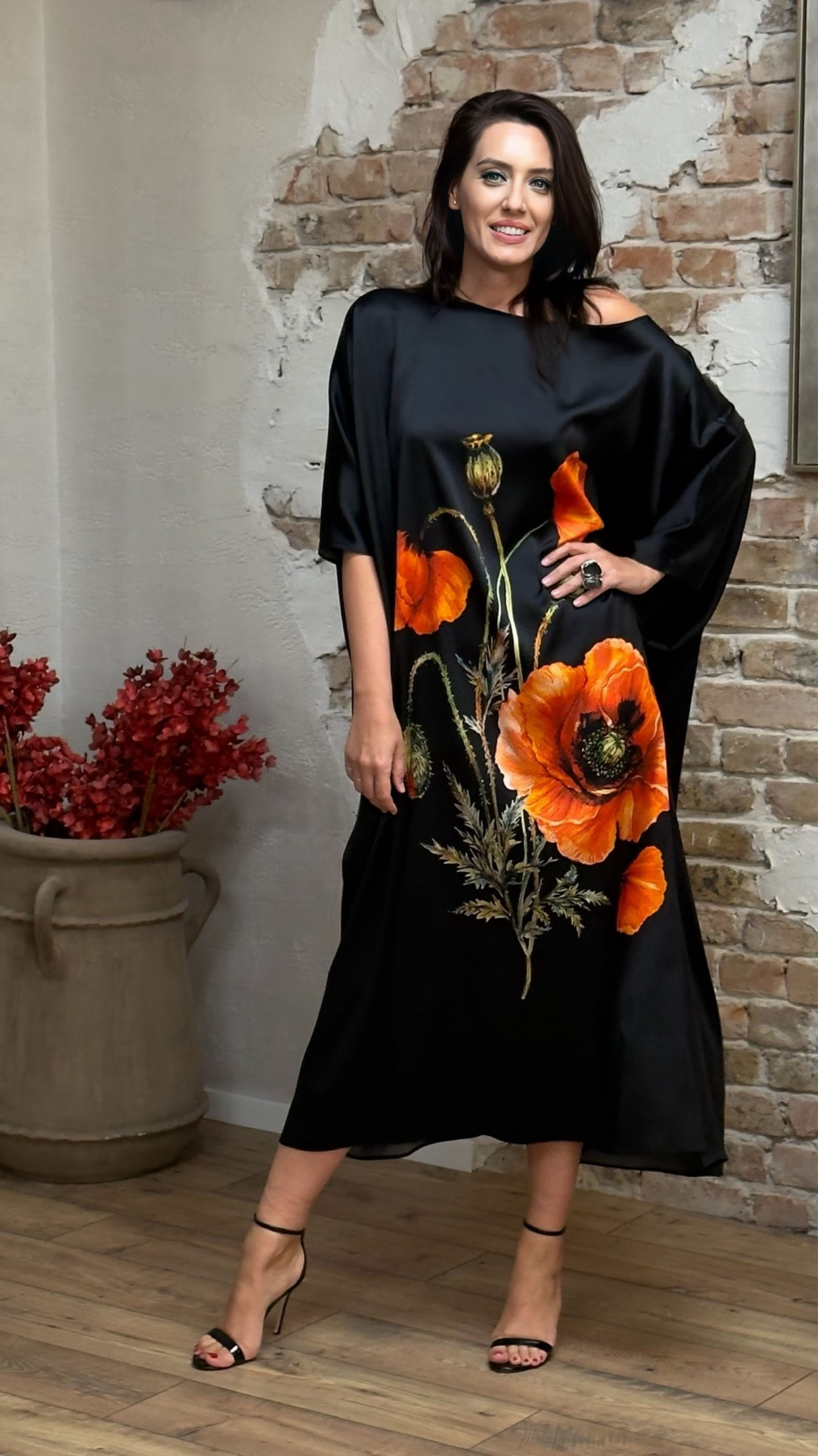 ROCHIE FLUTURE DIN MĂTASE NATURALĂ IMPRIMATĂ 