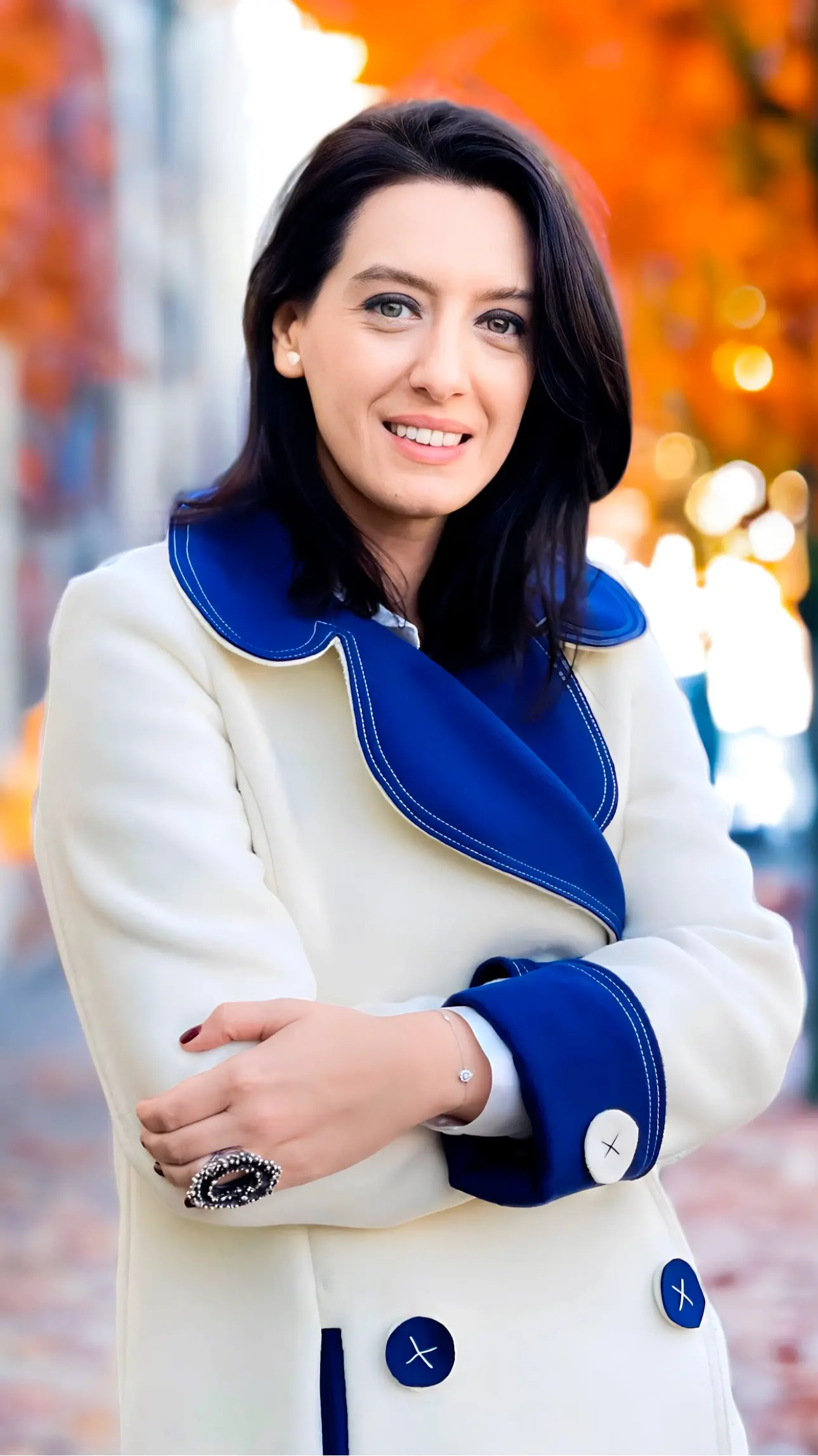 PALTON DIN STOFĂ DE CAȘMIR ȘI LÂNĂ IVORY 