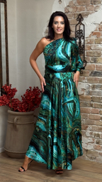 ROCHIE MIDI CLOȘ DIN MĂTASE NATURALĂ IMPRIMATĂ 