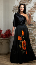 FUSTĂ LUNGĂ DIN MĂTASE NATURALĂ IMPRIMATĂ 