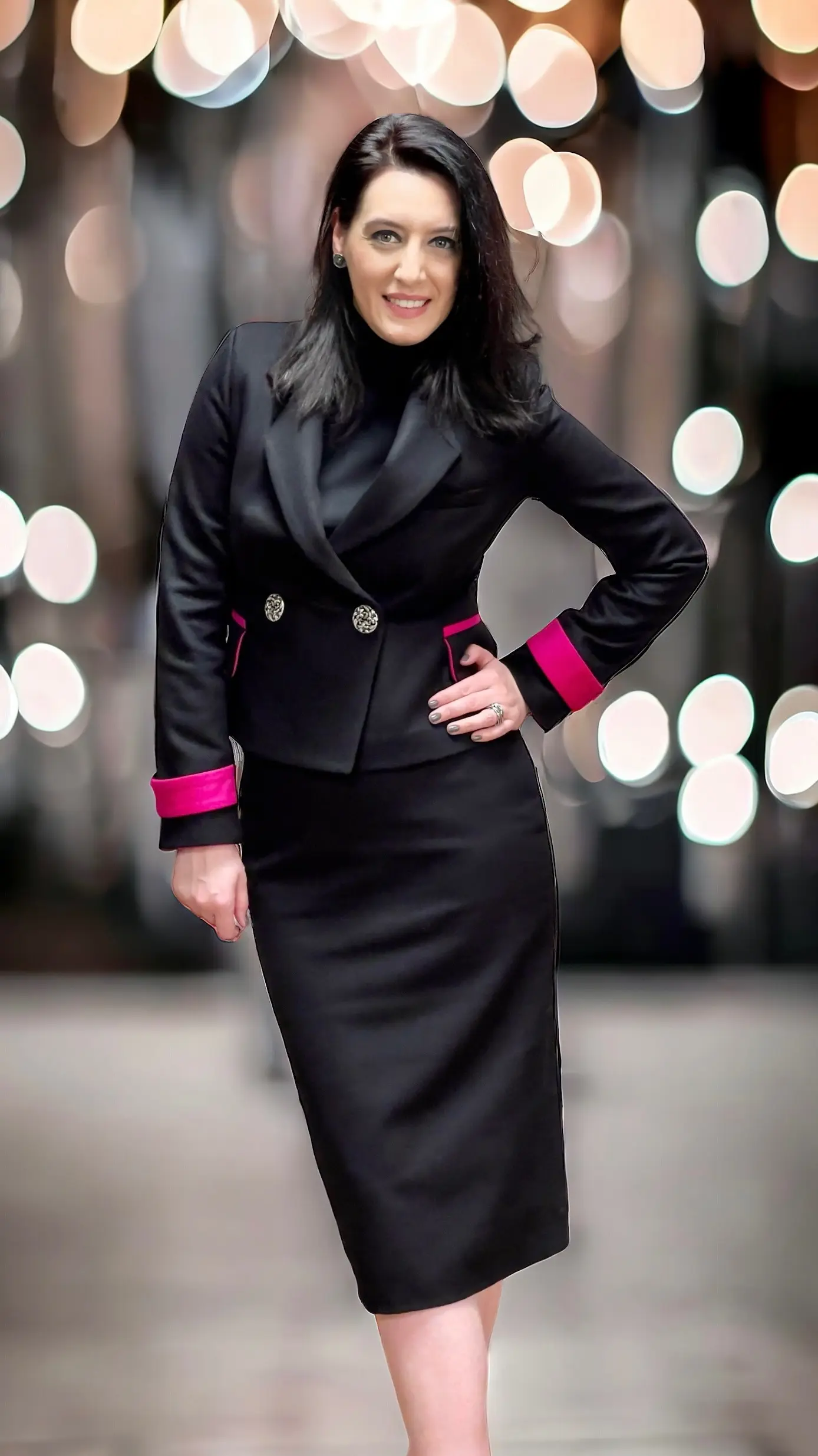 COSTUM NEGRU DIN STOFĂ DE CAȘMIR ȘI LÂNĂ 