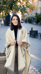 CAPĂ IVORY DIN STOFĂ DE CAȘMIR ȘI LÂNĂ 