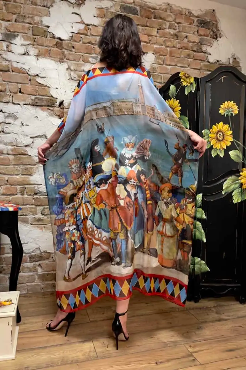 ROCHIE DIN VOAL DE MĂTASE NATURALĂ IMPRIMAT 