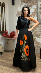 FUSTĂ LUNGĂ DIN MĂTASE NATURALĂ IMPRIMATĂ 