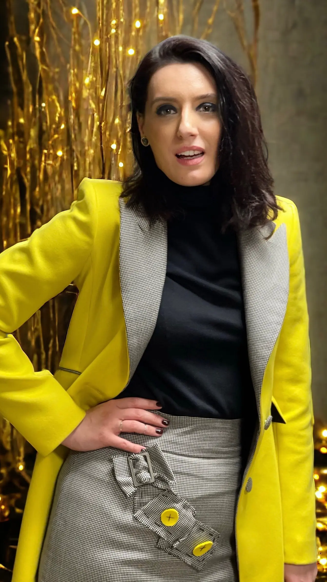 PARDESIU MIDI DIN STOFĂ GALBENĂ 