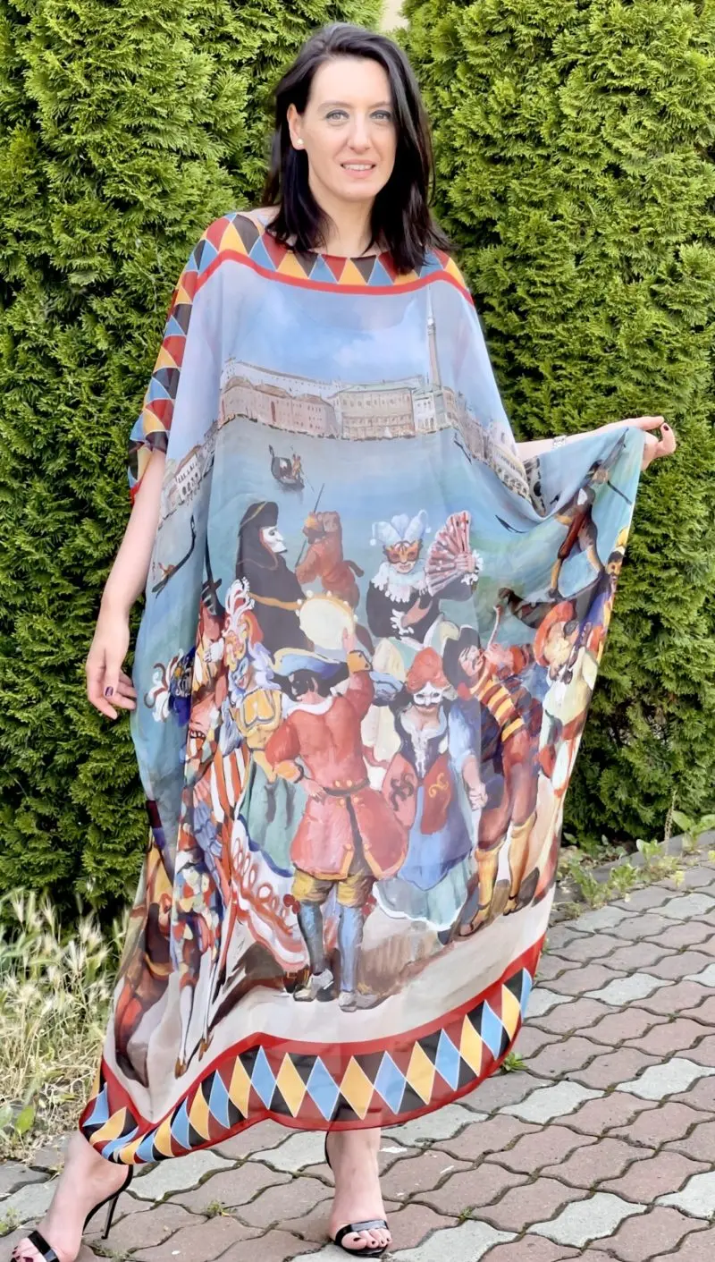 ROCHIE DIN VOAL DE MĂTASE NATURALĂ IMPRIMAT 