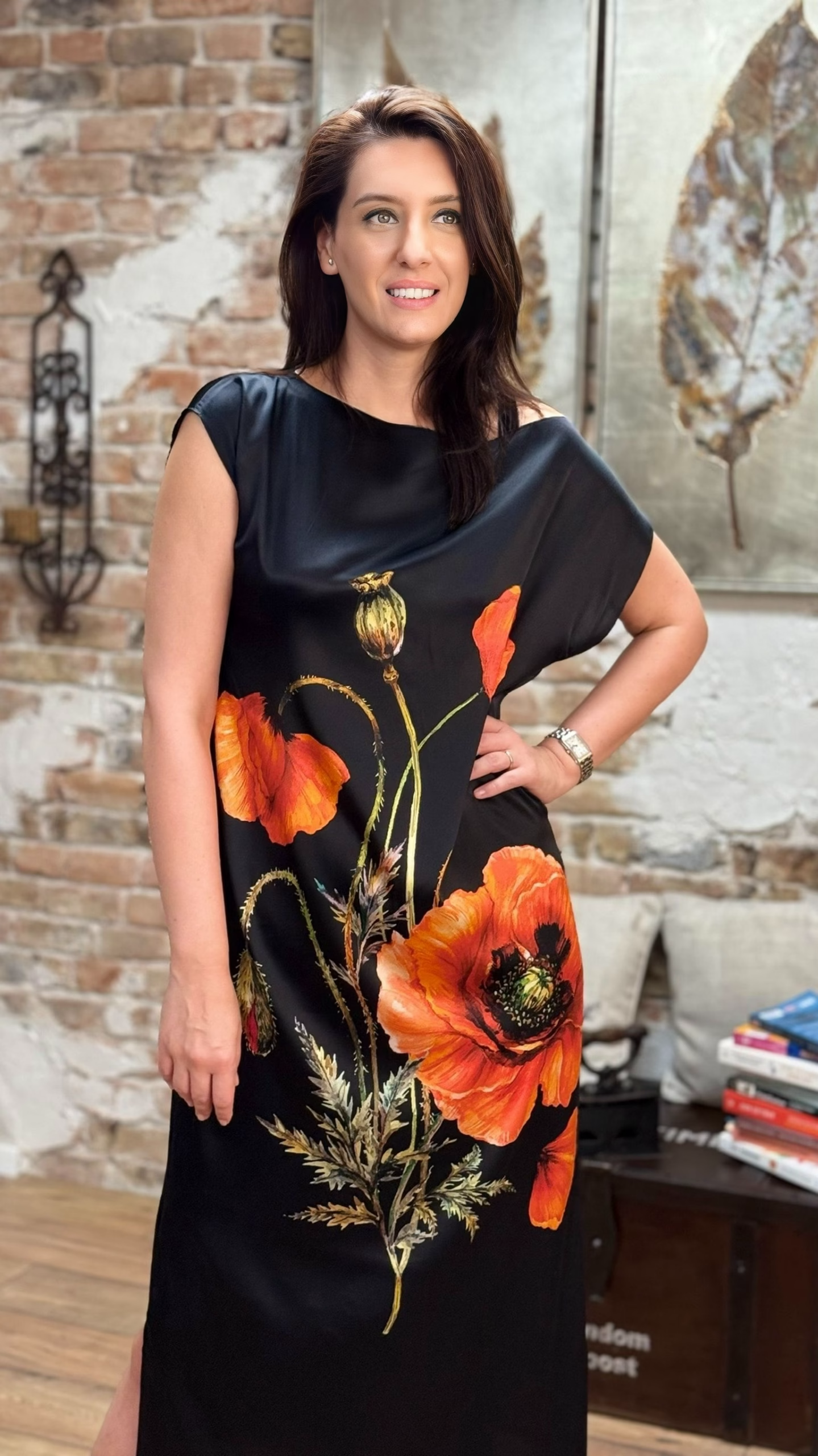 ROCHIE DREAPTĂ MIDI DIN MĂTASE NATURALĂ IMPRIMATĂ 