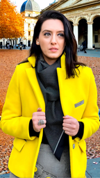 JACHETĂ DIN STOFĂ DE LÂNĂ GALBENĂ 