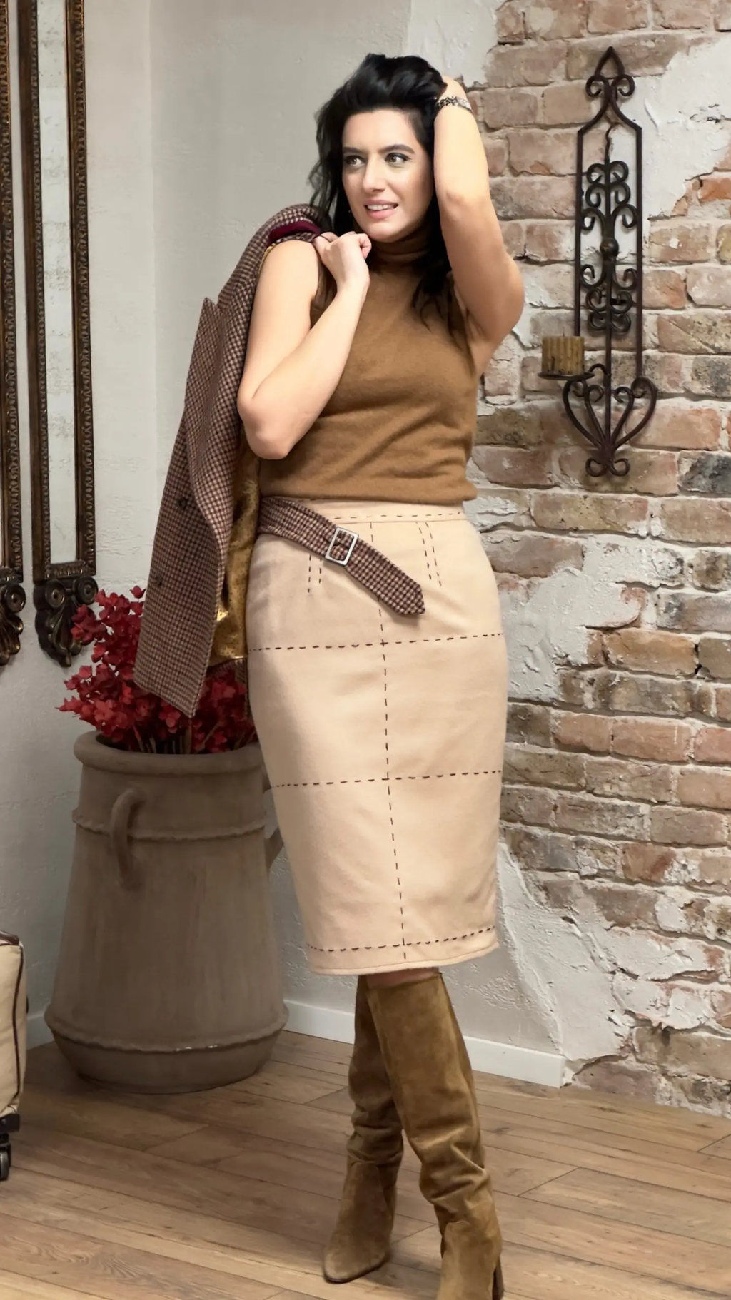 FUSTĂ DIN STOFĂ DE CAȘMIR ȘI LÂNĂ