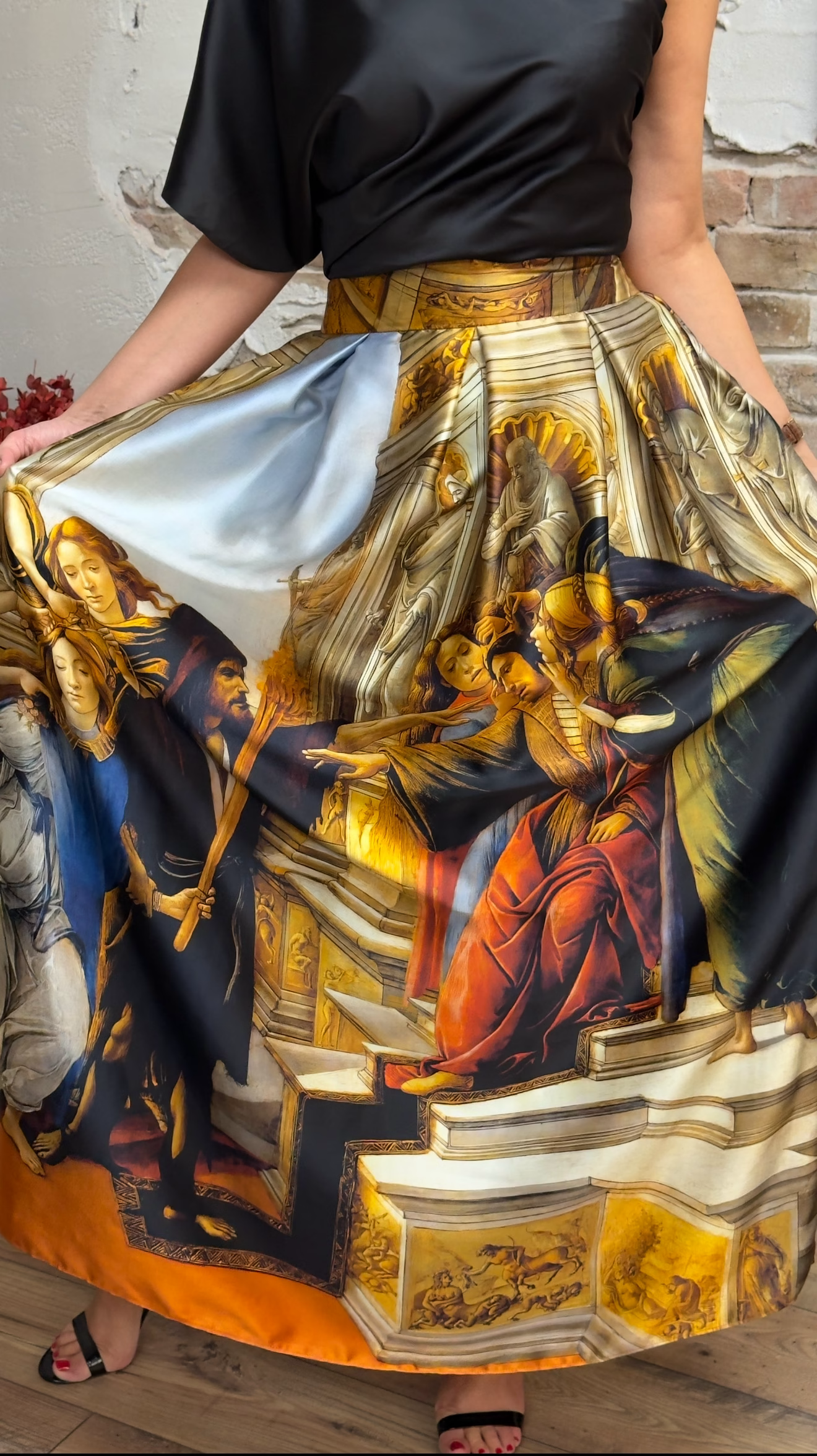 FUSTĂ LUNGĂ DIN MĂTASE NATURALĂ IMPRIMATĂ 