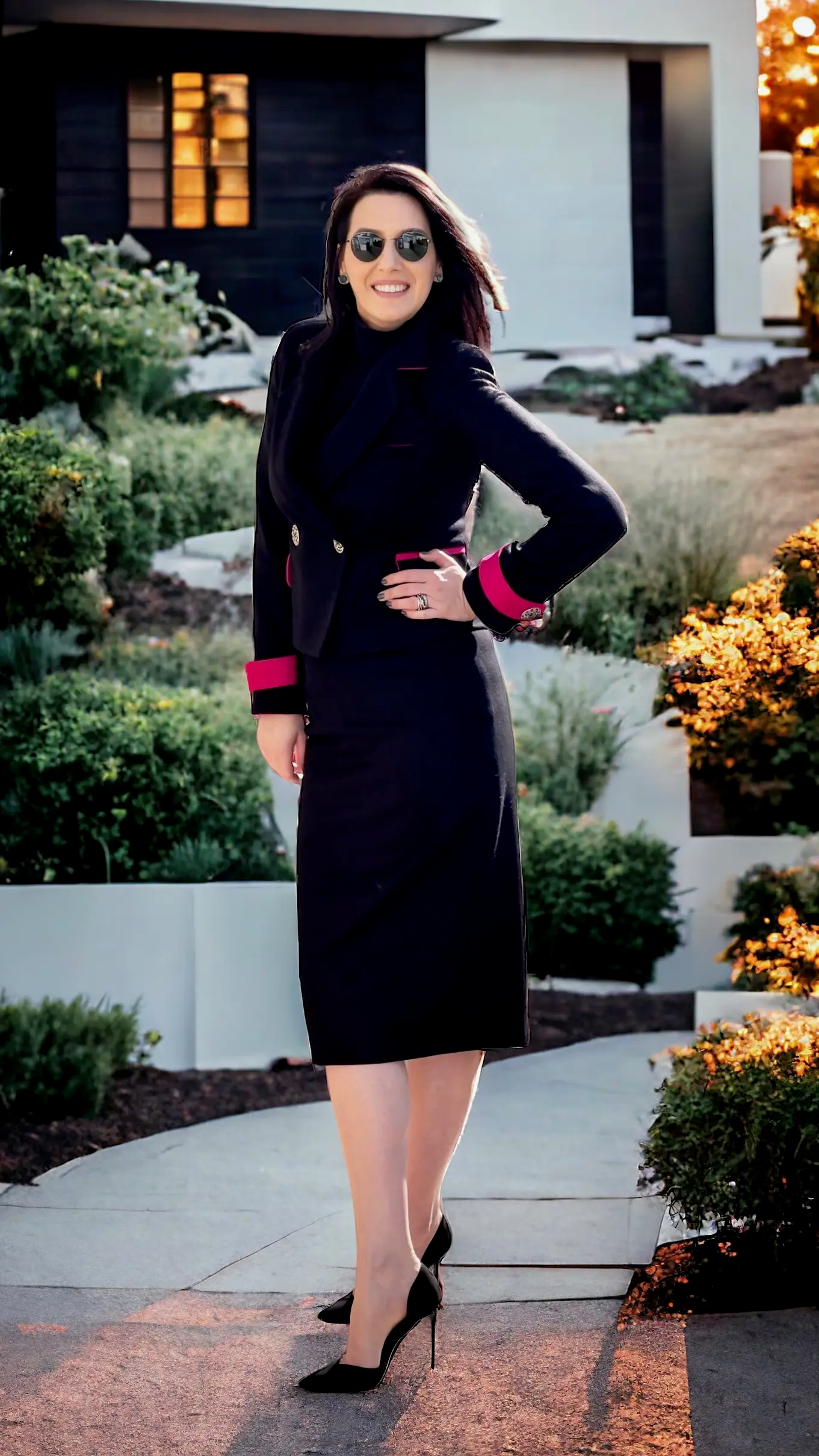 COSTUM NEGRU DIN STOFĂ DE CAȘMIR ȘI LÂNĂ 