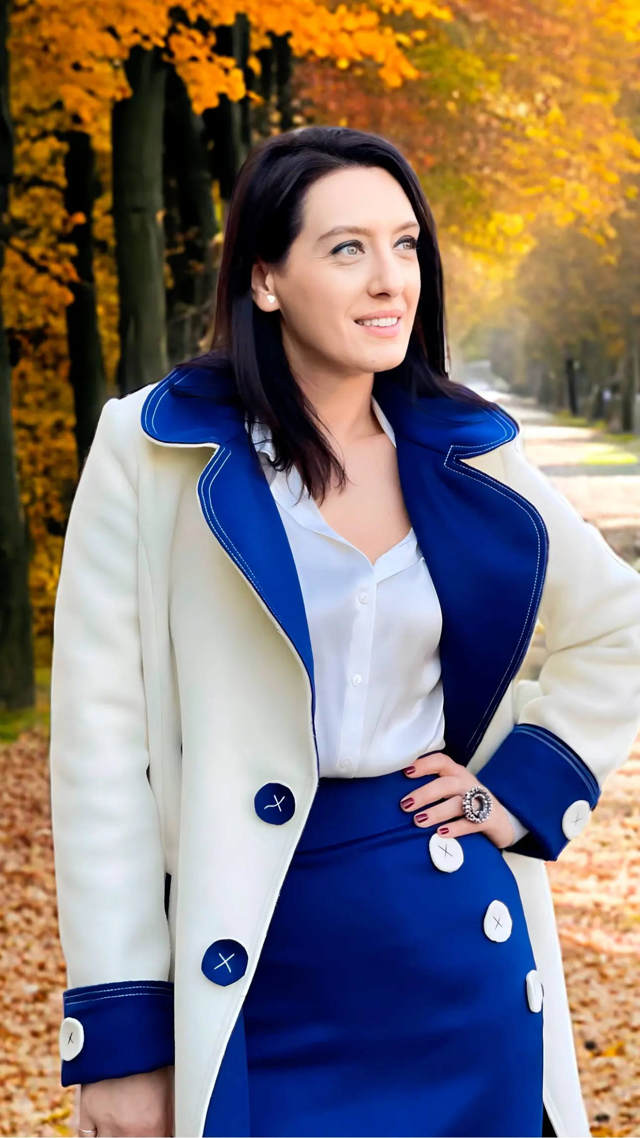 PALTON DIN STOFĂ DE CAȘMIR ȘI LÂNĂ IVORY 