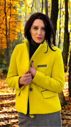 JACHETĂ DIN STOFĂ DE LÂNĂ GALBENĂ 