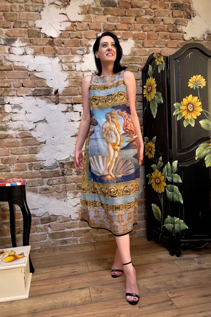 ROCHIE MIDI DIN VOAL DE MĂTASE NATURALĂ IMPRIMATĂ 