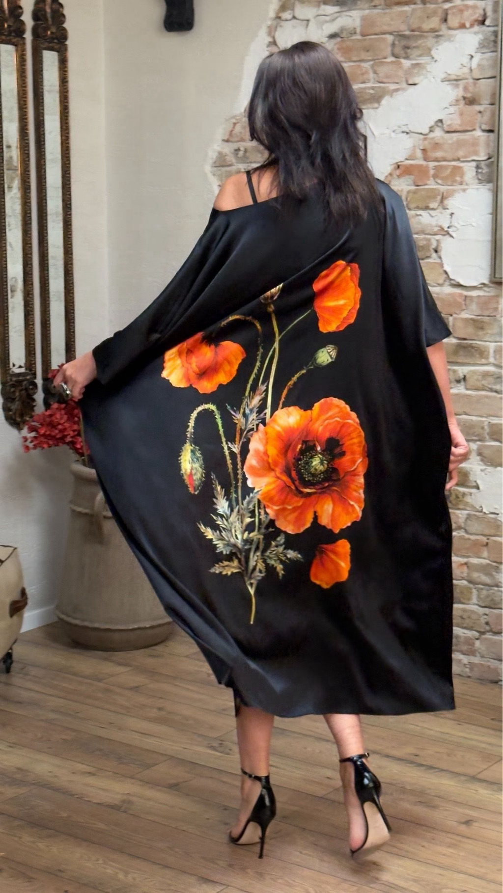 ROCHIE FLUTURE DIN MĂTASE NATURALĂ IMPRIMATĂ 