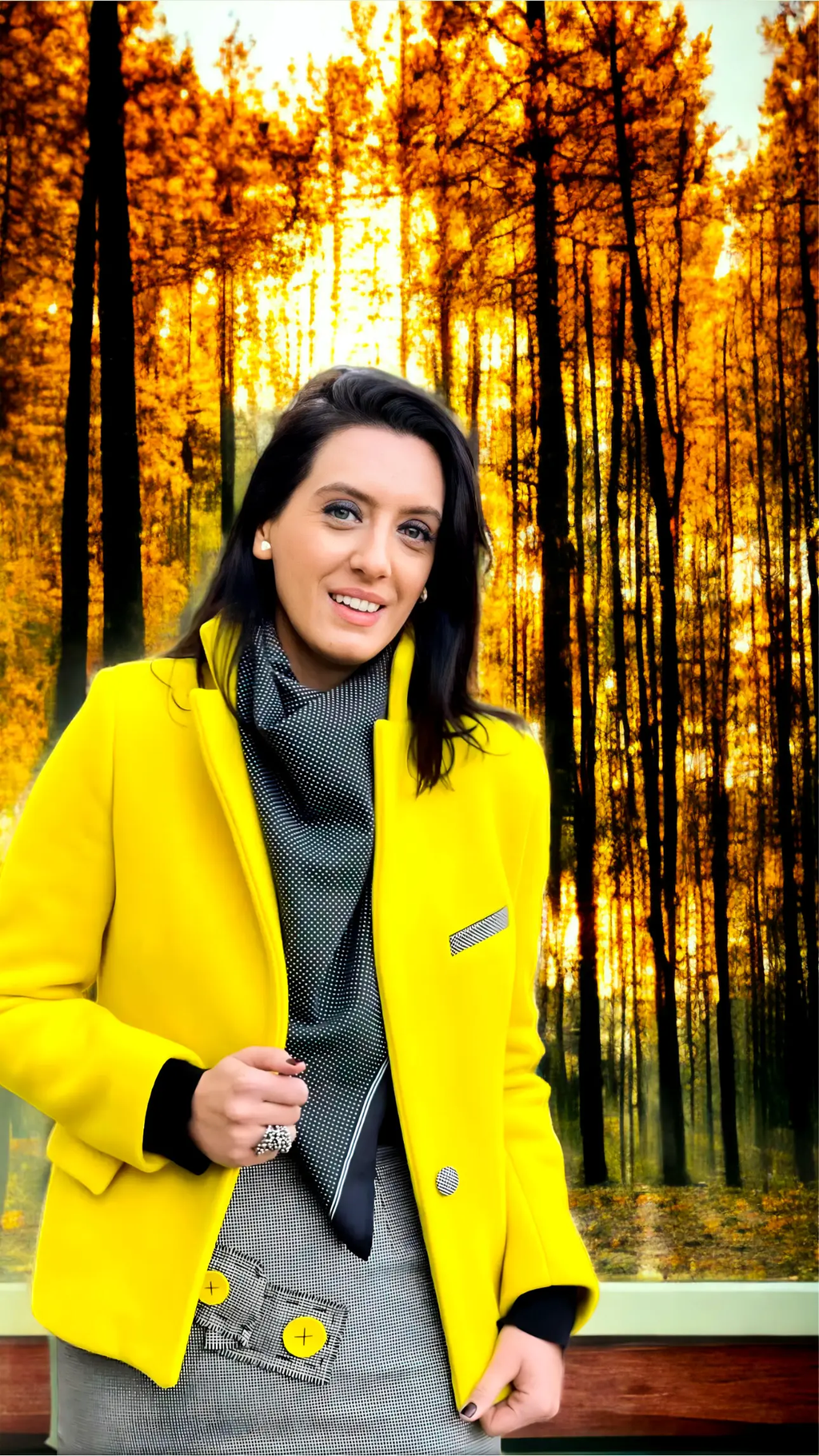 JACHETĂ DIN STOFĂ DE LÂNĂ GALBENĂ 