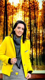 JACHETĂ DIN STOFĂ DE LÂNĂ GALBENĂ 