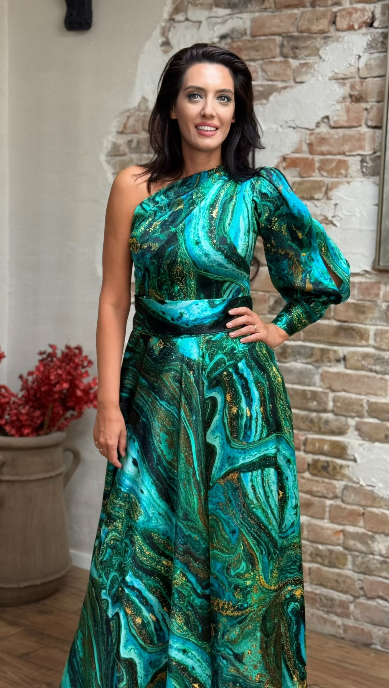 ROCHIE MIDI CLOȘ DIN MĂTASE NATURALĂ IMPRIMATĂ 