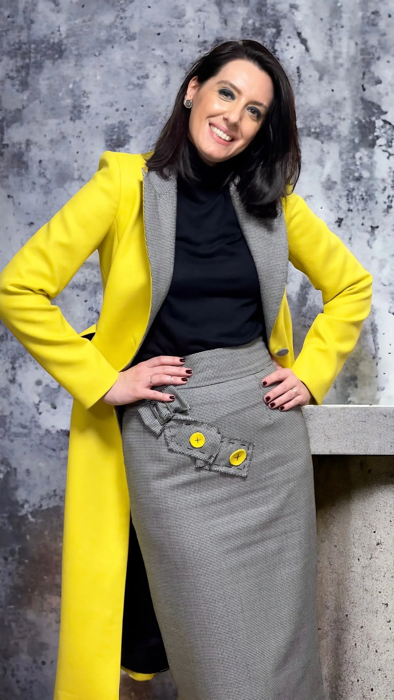 PARDESIU MIDI DIN STOFĂ GALBENĂ 