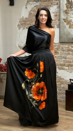 FUSTĂ LUNGĂ DIN MĂTASE NATURALĂ IMPRIMATĂ 