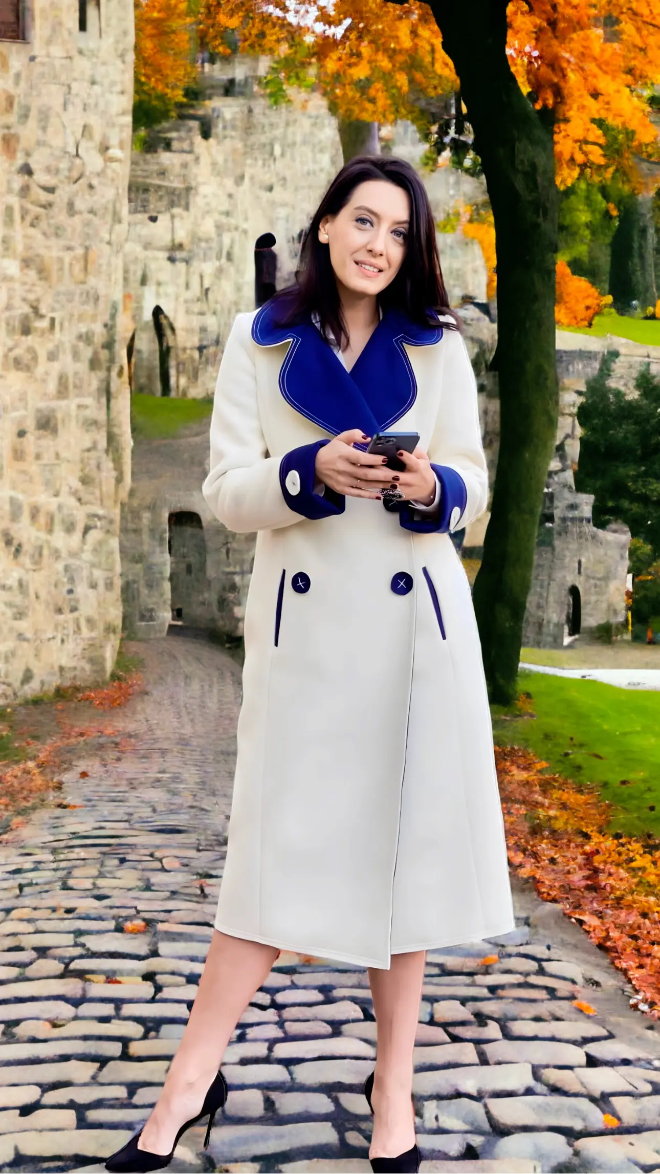 PALTON DIN STOFĂ DE CAȘMIR ȘI LÂNĂ IVORY 